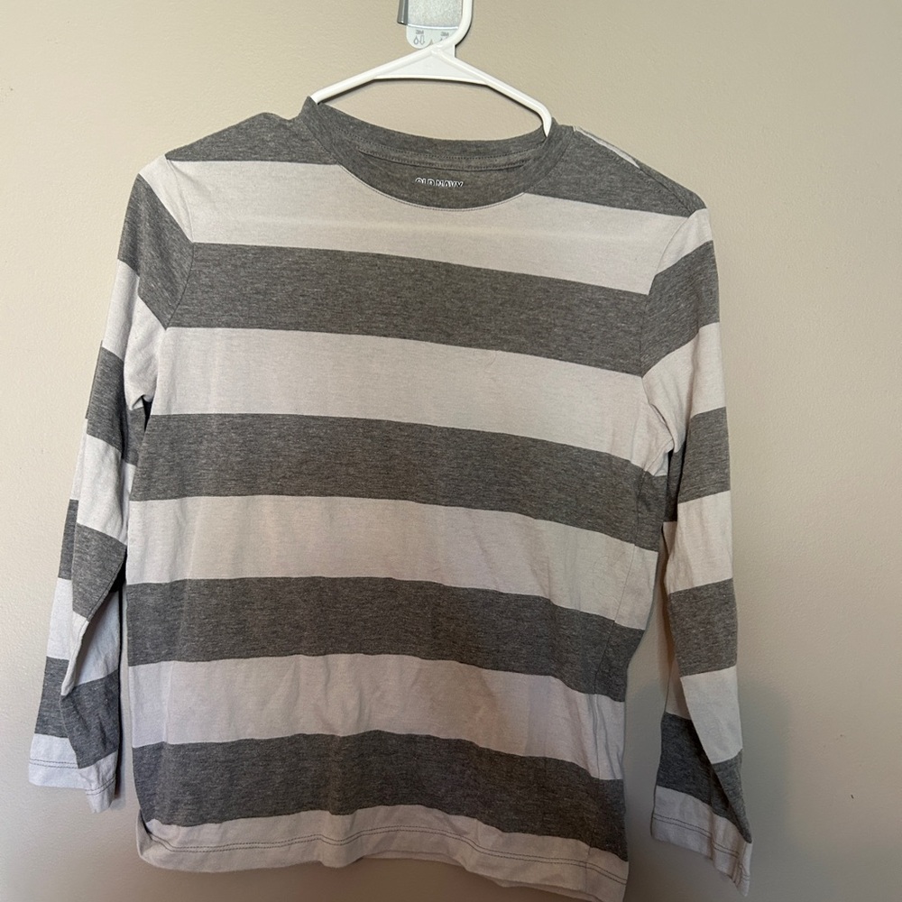 Old Navy Gray and White Striped Shirt
